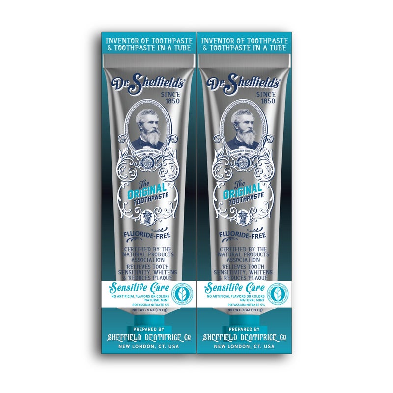 Dr. Sheffield's Dr. Sheffieldâ€™s Certified Natural Toothpaste (Sensitive) - Fluoride Free Toothpaste/SLS Free, Antiplaque & Whitening (2 Pack) - Image 1